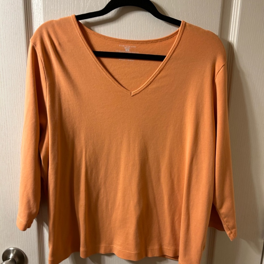 Jones New York Orange V-Neck Blouse